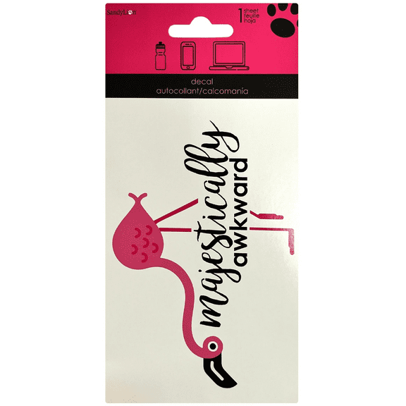 4 in x 8 in Adhesive Sticker Majestically Awkward, Durable, Customizable, Perfect for Laptops, Water Bottles, Notebooks, Car Windows, Personalize Belongings with Unique Style, Pink
