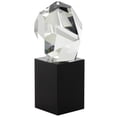 thumbnail image 1 of 4" x 8" Clear Glass Cut Stone Inspired Geometric Sculpture with Black Base, by DecMode, 1 of 9