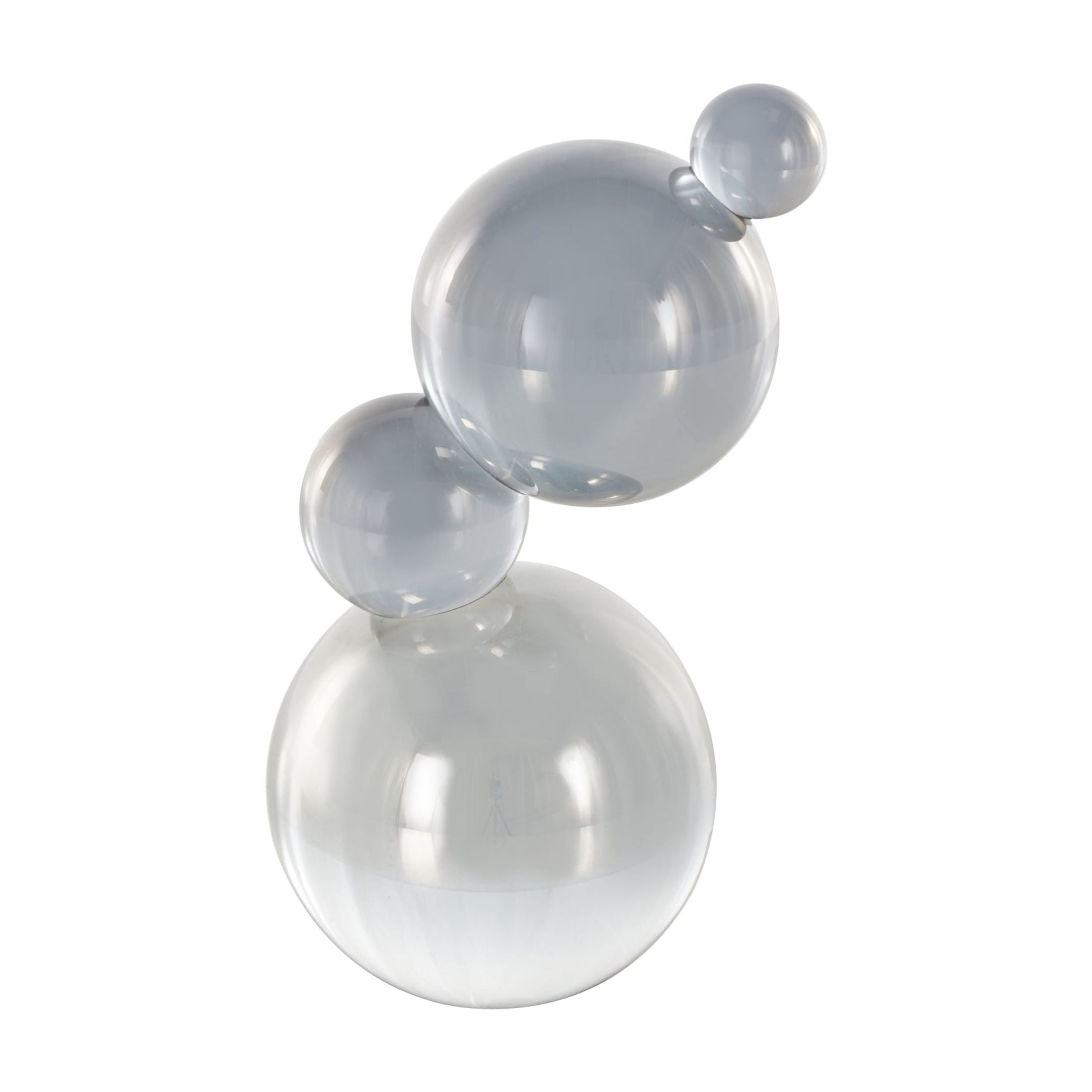 4" x 8" Clear Glass Stacked Orbs Abstract Sculpture, by DecMode