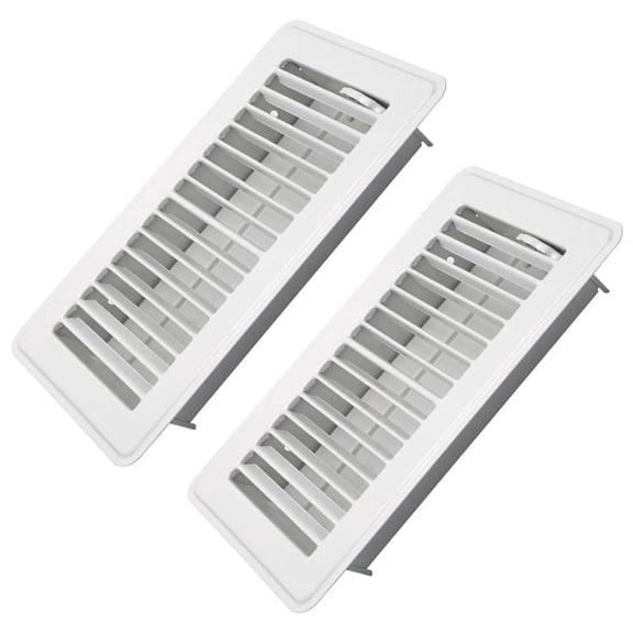 4" x 8" Floor Register 2 Pack - Floor Vent Covers Heavy Duty Metal Heat Vent Covers with Rust Proof Finish for Home Floor Heater - White