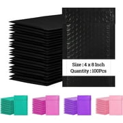 4 x 8 Inch Bubble Mailers 100 Pack, Self Seal Padded Envelopes for Small Business, Waterproof Shipping Bags, Black