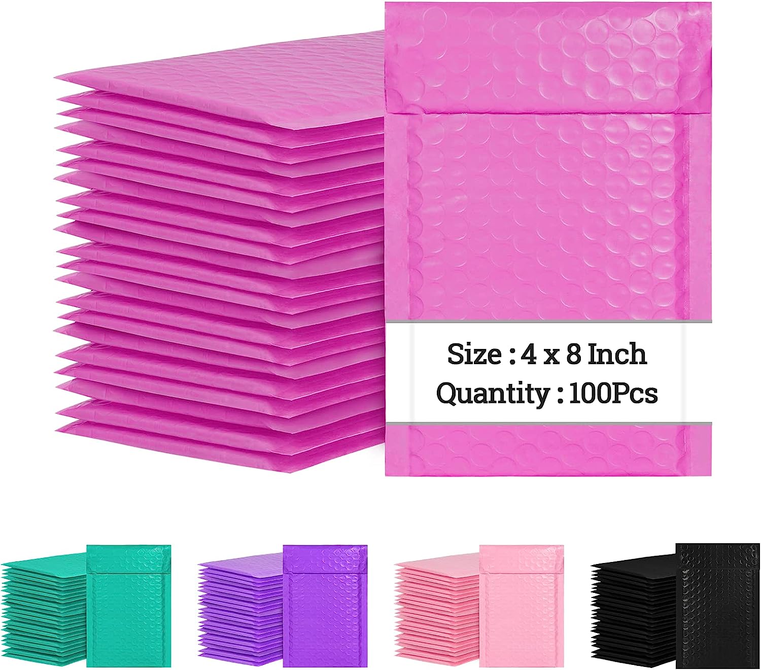 iMBAPrice 50Pack 000 (4" x 8") Hot Pink Color Self Seal Poly Bubble