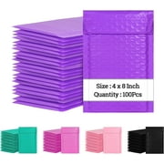 4 x 8 Inch Bubble Mailers 100 Pack, Self Seal Padded Envelopes for Small Business, Waterproof Shipping Bags, Black