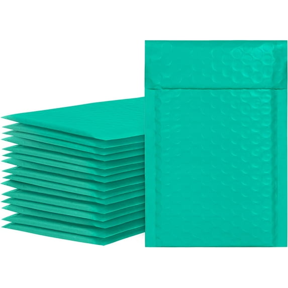 4 x 8 Inch Bubble Mailers 50 Pack, Self-Seal Poly Padded Envelope, Waterproof Shipping Bags for Small Business, Teal