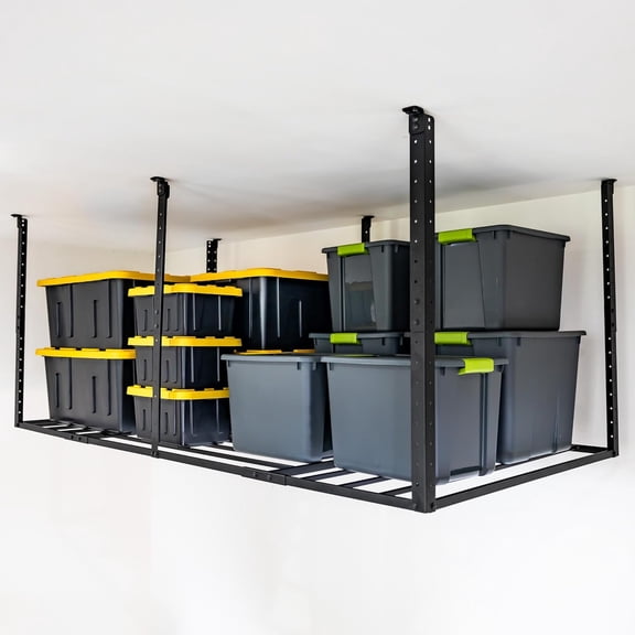 4 x 8 Overhead Garage Storage Rack, Ceiling Shelf Overhead Organization, Heavy Duty Steel Platform Holds 700 lbs, 96 in. x 48 in. x 40 in.