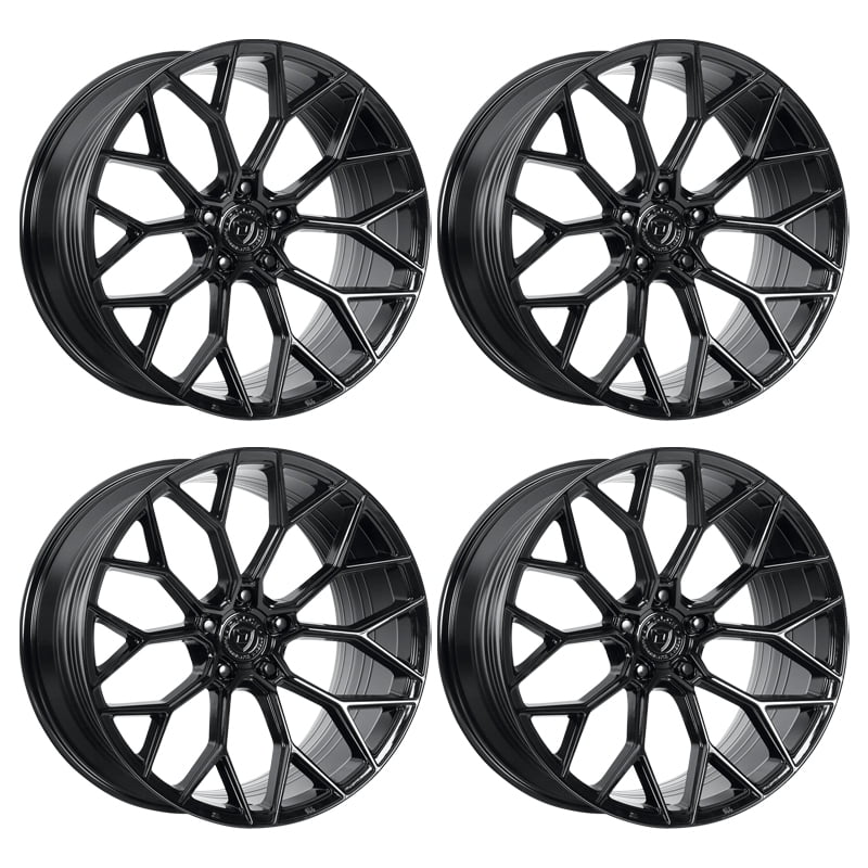 Spoke Mesh Rims 4 x Dolce Pista Gloss Black Wheels 5x120 19x9.5 +40et Mesh Spokes Rims ...