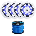 thumbnail image 1 of 4 x Kicker 6.5" Marine Boat Blue LED Coaxial Full-Range 150W Audio Speakers with Enrock Marine-Grade 50 Foot 16-Gauge Tinned Speaker Wire, 1 of 3