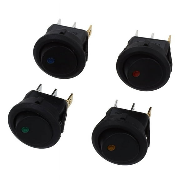 4 x LED Rocker Switches On/ Switch DC 12V 16 mm 4 Colors(red, yellow, blue and green)
