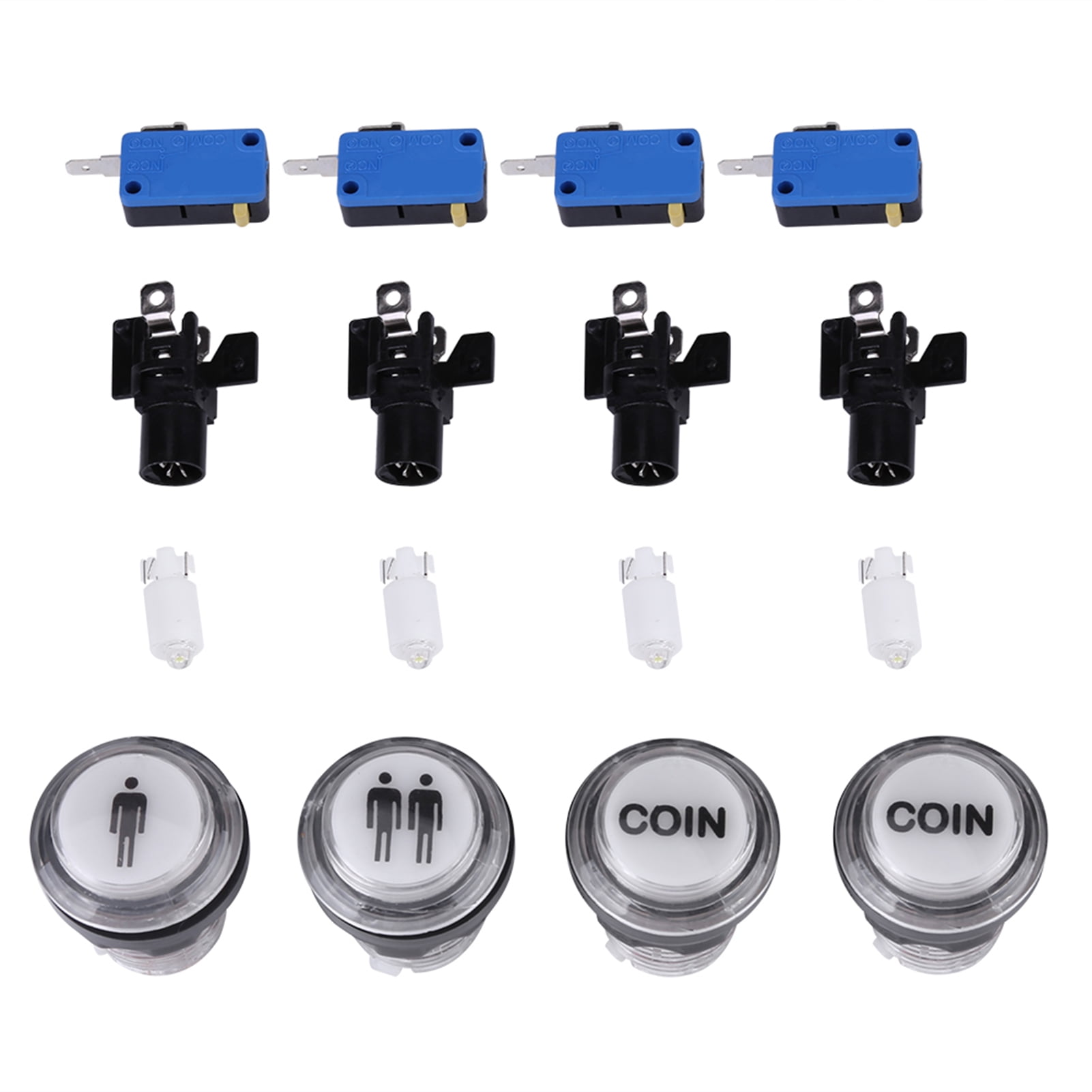 Arcity 4-Piece Arcade Game Start Buttons – 1P 2P 3P 4P Player, Happ Style With Microswitch, For MAME Cabinets