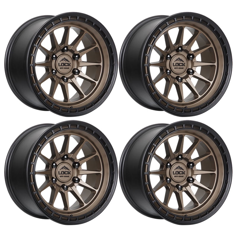 4 x Lock Off-Road BAJA 17X9 6X139.7 +0mm Matte Desert Bronze Wheel Rim ...