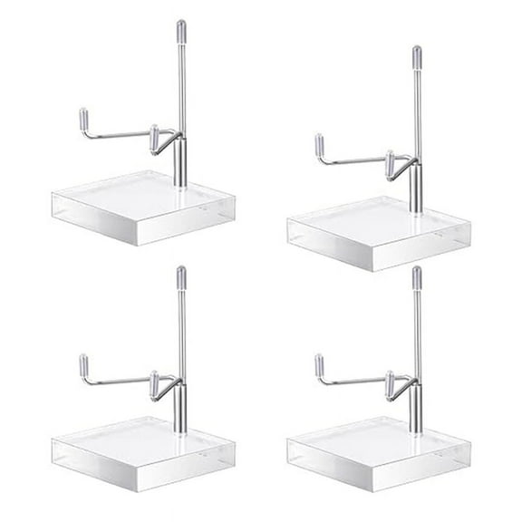 4 Pcs Adjustable Metal Arm Display Stand Easel with Acrylic Base Rock Display Easel Holder Acrylic Easel Silver