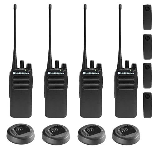 4 x Motorola CP100D Analog UHF Portable Non-Display Two Way Radio, 16 Channel, 4 Watt (403-480MHz) - 4 Pack Bundle