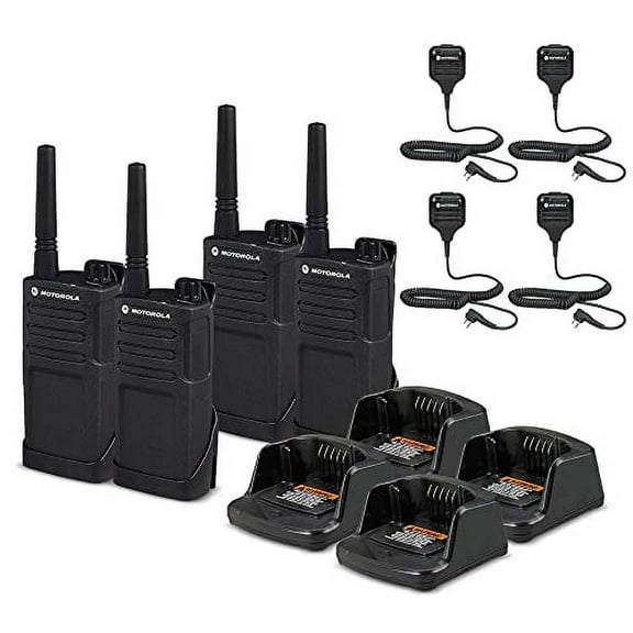 4 x Motorola RMM2050 On-Site 2-Way Radio (RMM2050) + 4 x HKLN4606 Remote Speaker Mic - 4 Pack with Mic Bundle