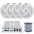 thumbnail image 1 of 4 x Pyle 6.5" Marine 2-Way 240W Outdoor White Stereo Speakers, Pyle 4-Channel Bridgeable Compact Boat Yacht Waterproof 400W RMS Amplifier, Enrock Marine-Grade 18-Gauge Speaker Wire, 1 of 4