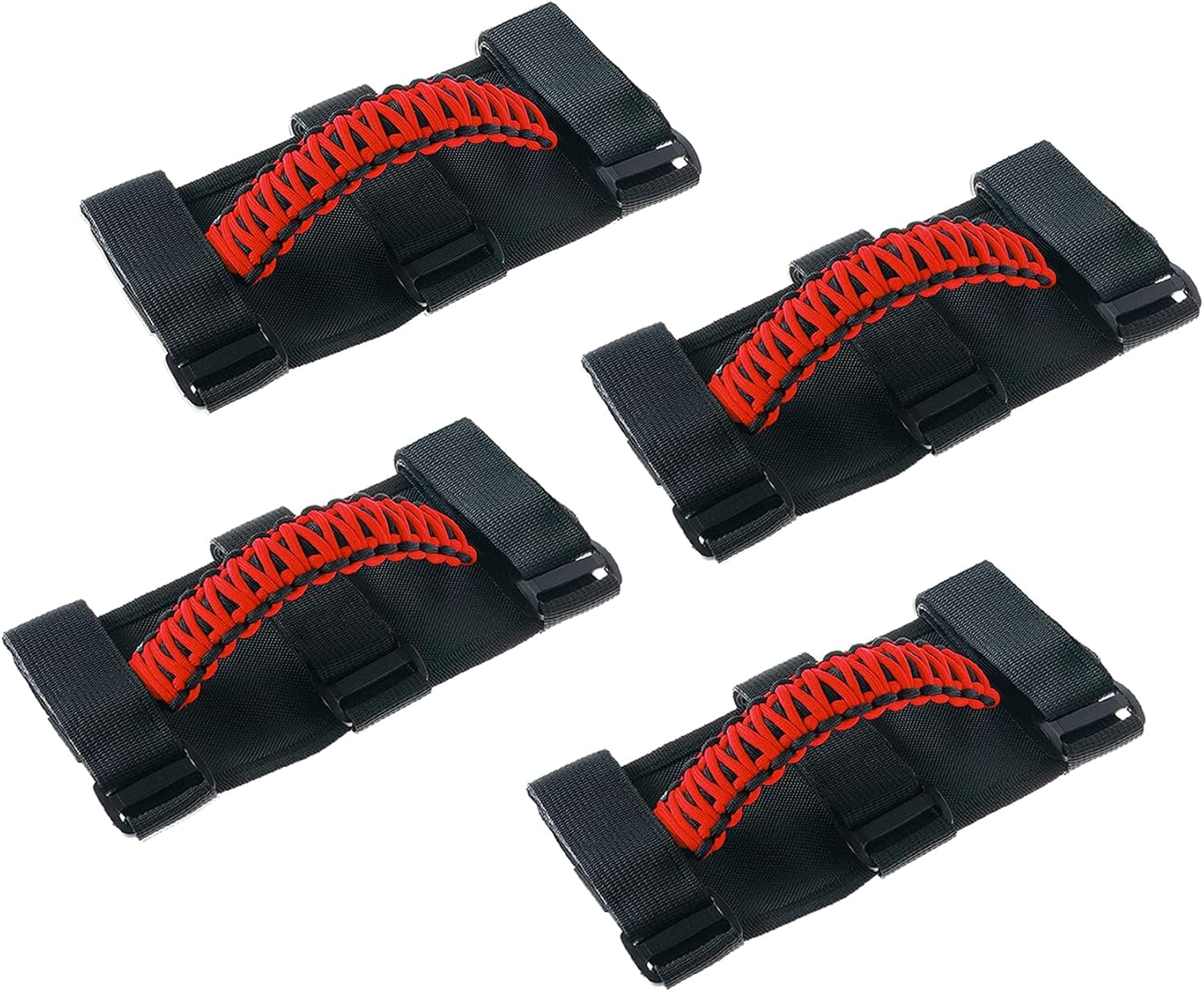 4 x Roll Bar Grab Handles Grip Handle for Jeep Wrangler CJ YJ TJ JK JKU JL JLU & Gladiator JT 1955-2023, Interior Accessories, Black & Red