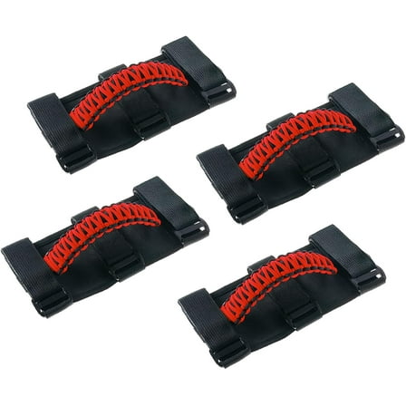 4 x Roll Bar Grab Handles Grip Handle for Jeep Wrangler CJ YJ TJ JK JKU JL JLU & Gladiator JT 1955-2023, Interior Accessories, Black & Red
