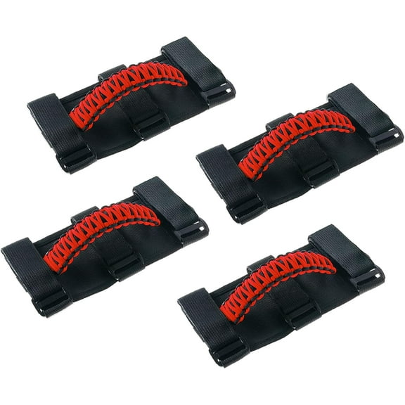 4 x Roll Bar Grab Handles Grip Handle for Jeep Wrangler CJ YJ TJ JK JKU JL JLU & Gladiator JT 1955-2023, Interior Accessories, Black & Red