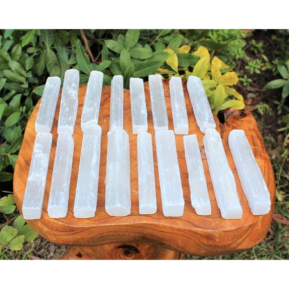 4 x Selenite Sticks, 5" Wand Rough Crystal Specimen Selenite Wand Reiki Chakra