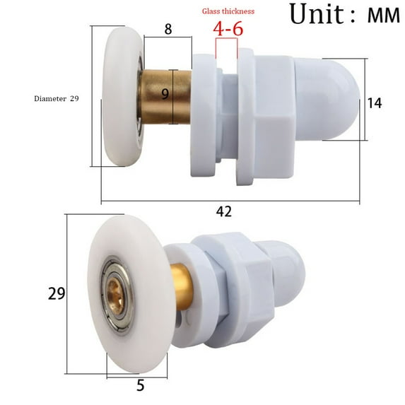 4 x Shower Door Rollers/Runners/Wheels 29mm wheel diameter