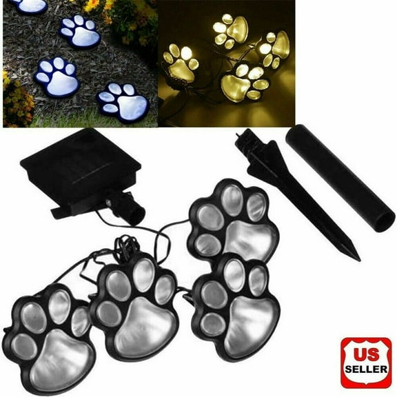 4 x Solar Dog Animal Paw Print Lights Garden Outdoor LED Path Lawn Decor Walkway