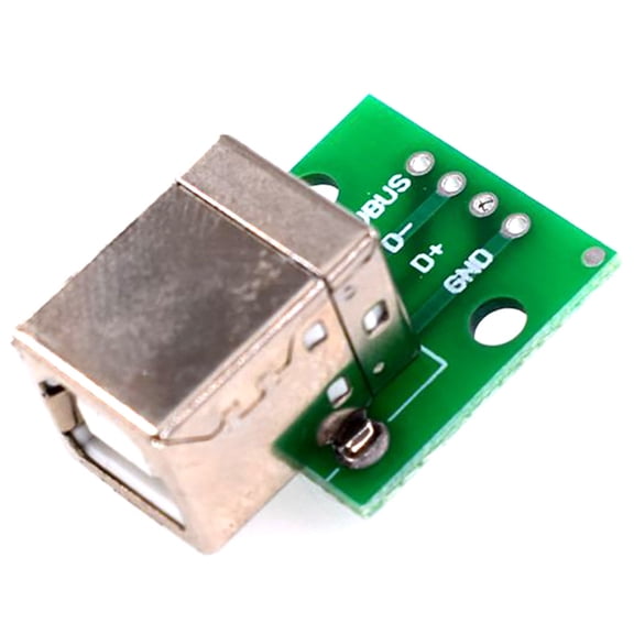 4 x USB Type B Female Socket Breakout Board 2.54mm Pitch Adapter Connector