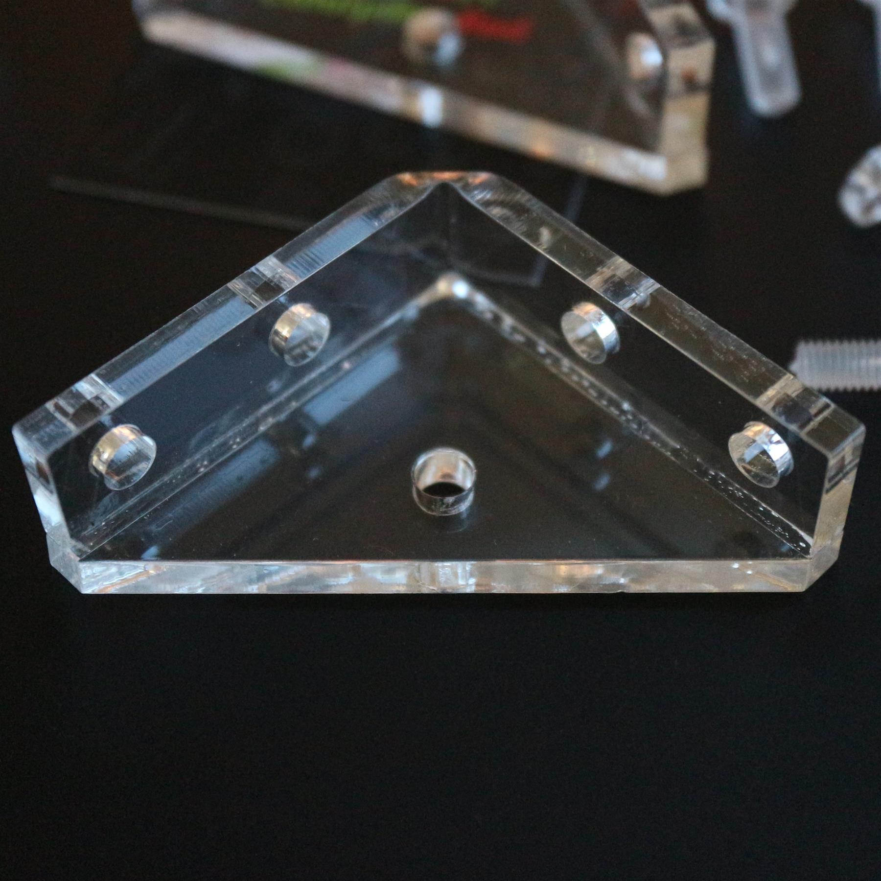 4 x V3, 5mm thickness, Corner Brackets, Clear Transparent Acrylic + 20x ...