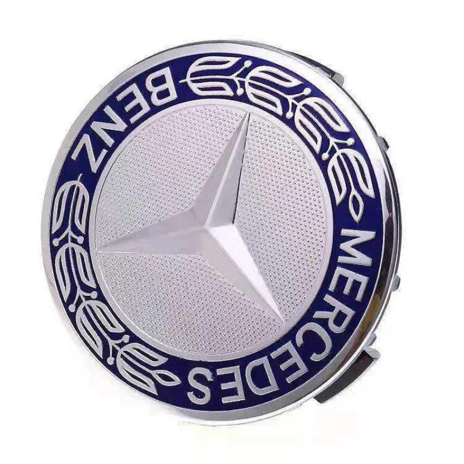 4 x Wheel Center Hub Caps AMG Wreath Blue Fit for Mercedes-Benz A B C E ...