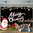 thumbnail image 1 of 4 x 4 ft Merry Christmas Backdrop Decorations, Winter Santa Claus Snowflake Reindeer Banner Indoor for Xmas Holiday Party Photo, Decoration Supplies for Home School Office Photo Booth Portrait Props, 1 of 5