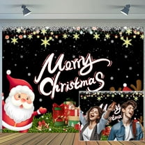 4 x 4 ft Merry Christmas Backdrop Decorations, Winter Santa Claus Snowflake Reindeer Banner Indoor for Xmas Holiday Party Photo, Decoration Supplies for Home School Office Photo Booth Portrait Props
