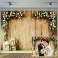 thumbnail image 1 of 4 x 4 ft Wedding Wood Wall Rustic Floral Backdrop Bride Shower Reception Ceremony Photography Backdrop Wedding Party Decoration Photography Banner Props Photography Studio Props, 1 of 5