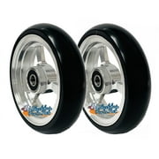 4"x1" Wheelchair Caster Wheel With Silver Aluminum Rim, Soft Roll Tire and 5/16" Bearings