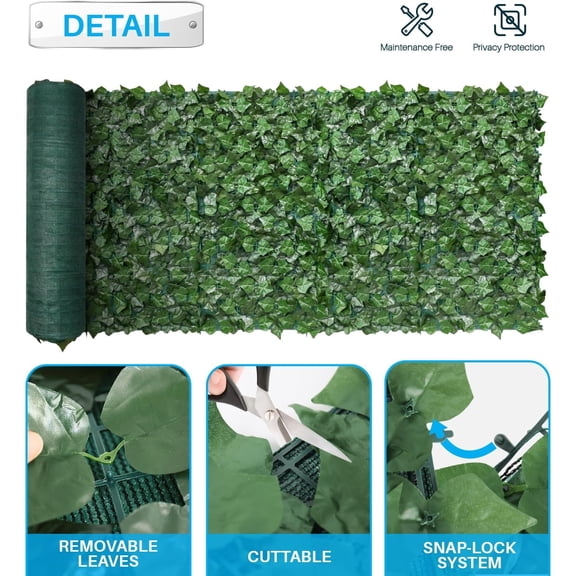 4'x10'-1Pc Faux Ivy Fence Privacy Screen Artificial Greenery Wall Backdrop,Fake Grass Wall Panels for Outside Apartment Balcony,Vine Leaf Decor for Outdoor  Chain Link