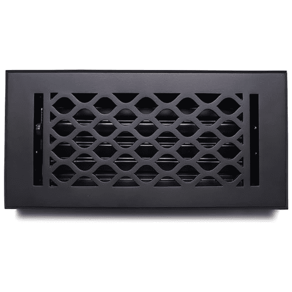 4"x10" (Duct Opening) Cast Aluminum All Metal by Caststo, Color-Matte Black, Overall (6"x12") Heavy Duty vent Cover- Wave