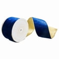 thumbnail image 1 of Vickerman QK242160 4 in. x 10 Yards Royal Blue Shiny Velvet Gold Wired Ribbon, 1 of 1