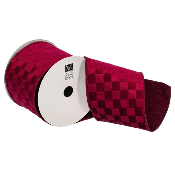 4"x10yd Burgundy Velvet Checkered Satin