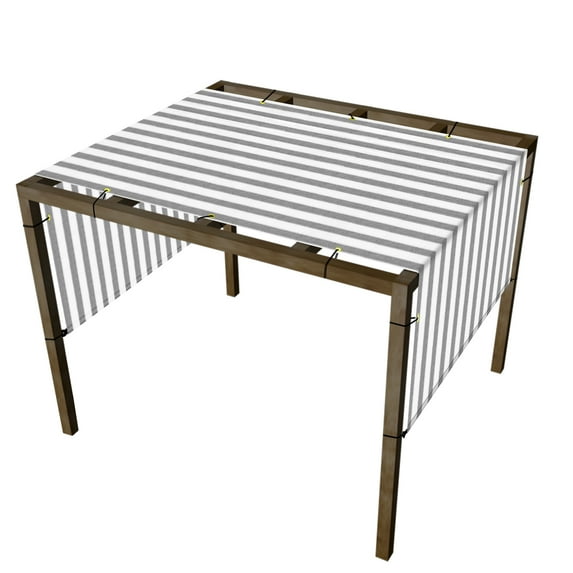 4'x19' Grey White Strip Outdoor Sun Shade Panel Universal Pergola Replacement Cover Canopy with Grommets Weight Rods Sun Block Cover