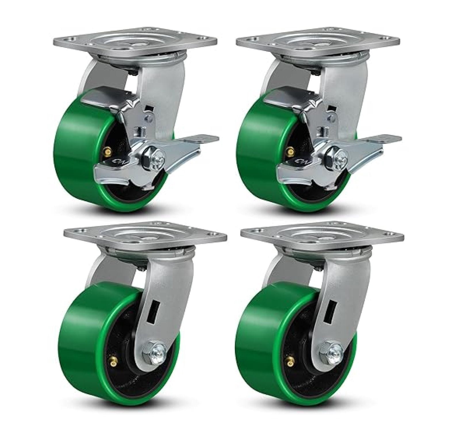 4"x2" Heavy Duty Casters- Polyurethane Casters Wheel, Casters Set of 4 ...
