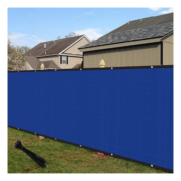 Privacy Fence Screen Windscreen with Copper Grommets, Fit for Fence and Residential Garden Outdoor 90% UV Blockage, Cable Zip Ties Included (4'x25', Blue)