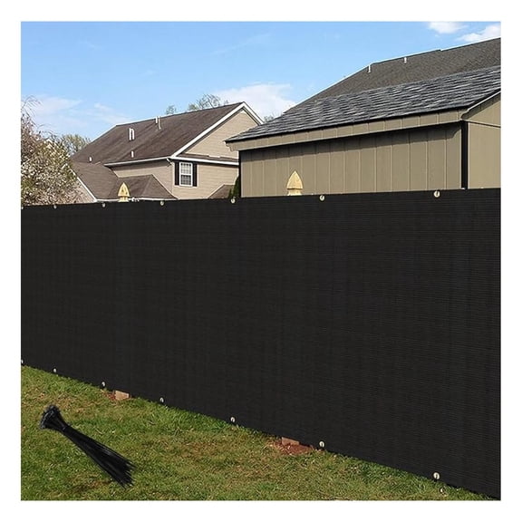 4'x26' Privacy Fence Screen Windscreen with Copper Grommets, Fit for Fence and Residential Garden Outdoor 90% UV Blockage, Cable Zip Ties Included (Black)