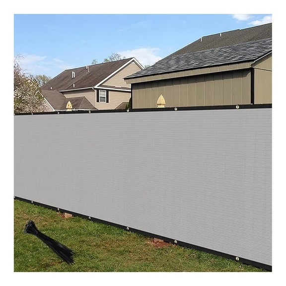 4'x27' Privacy Fence Screen Windscreen with Copper Grommets, Fit for Fence and Residential Garden Outdoor 90% UV Blockage, Cable Zip Ties Included (Gray)