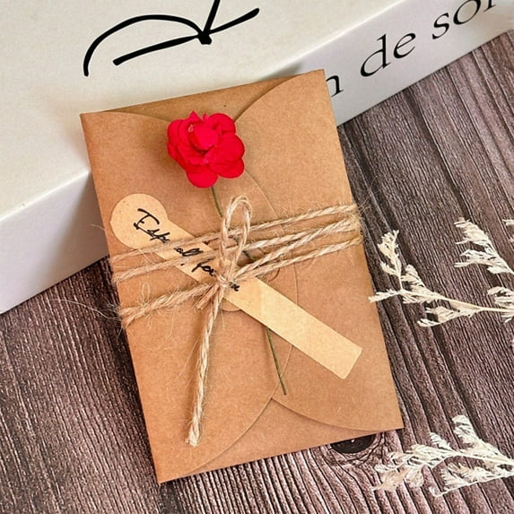 4"x3" Dried Flowers Greeting Cards, Happy Mother's Day Greeting Cards, 10 Pack Rose Handmade Blank Note Card Flower Invitation Card with Envelopes Vintage Thank You Card for Birthday Party Festival