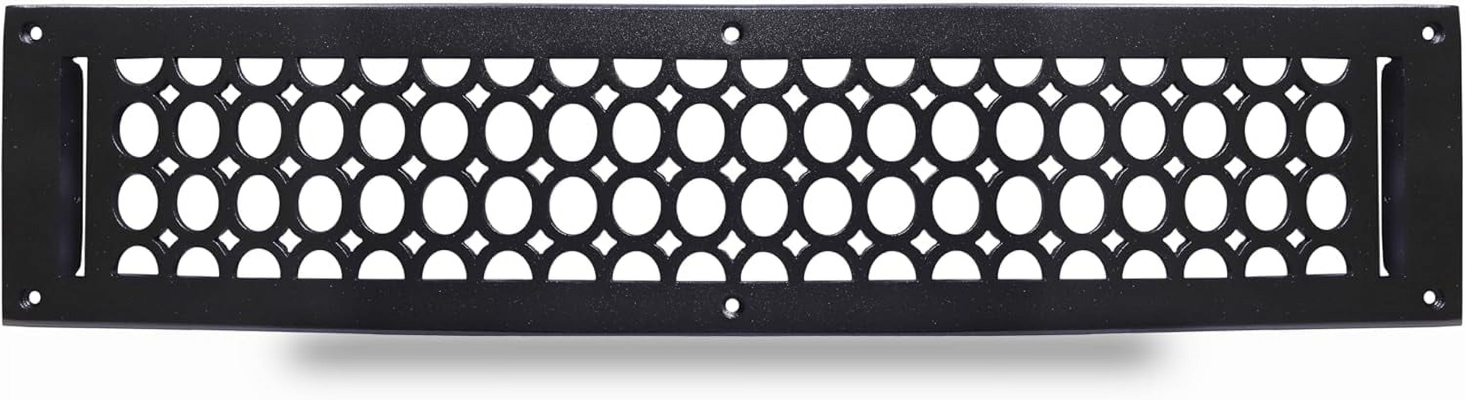 4"x30" Caststo Cast Aluminum Contemporary Design Air Return Grille | Overall 6"x32" | Black | Model-Oval (With Holes)