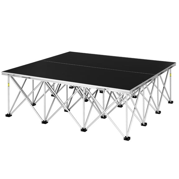 4'x4' Foldable Aluminum Stage Platform, Split Folding 16.51" Height Performance Deck, 1543 lbs Heavy-Duty Load Capacity Modular Stage Riser for Wedding, School Auditorium, Concert, Bar
