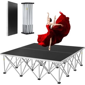 HEASOME 4'x4' Folding Portable Stage Platform with 16" Stage Riser, Modular Small Stage for Events & Kids Performance