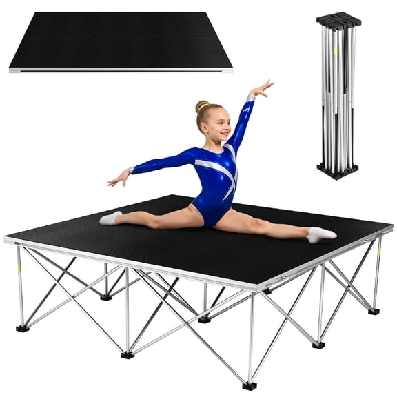 Versatile Black Folding Stage, Easy Assembly and High Weight Capacity