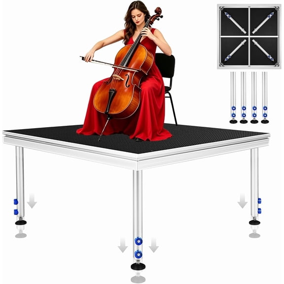 Hemoton Aluminum Alloy Portable Stage Platform with Folding Design for Concerts and Shows