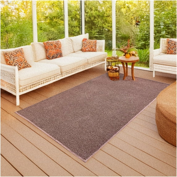 Koeckritz Rugs 4'x4' Soft Indoor/Outdoor Espresso Bound Area Rug Lightweight, Easy to Clean & Move