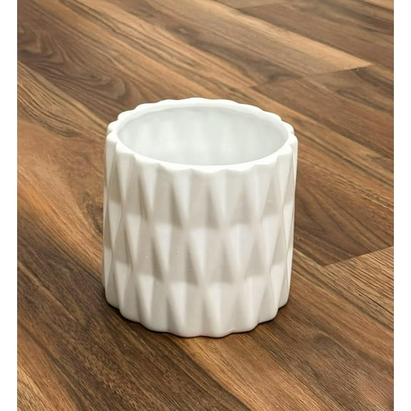 4 7/8"x4 7/8"x4.5" CalCastle Craft White Ceramic Porcelain Flower Vases Pots for House Plants and Living Room Décor