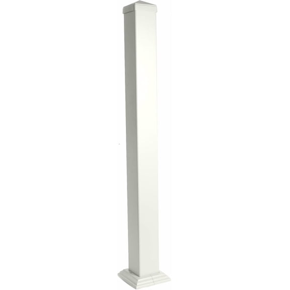 4"x4"x45"Powder Coated Aluminum Post Sleeve (Use w/Wood Post) - White Fine Texture w/Pyramid Cap & 1 Pc Base Trim (Use with Preferred Georgian or Savannah Stair Railing)