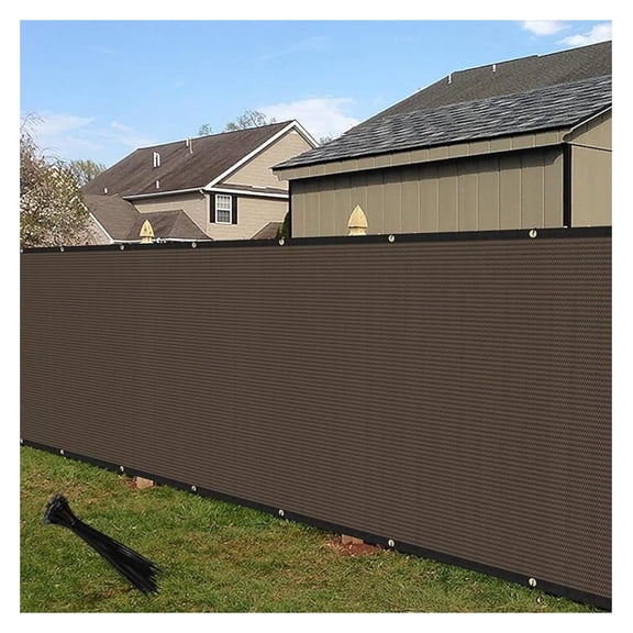 4'x44' Privacy Fence Screen Windscreen with Copper Grommets, Fit for Fence and Residential Garden Outdoor 90% UV Blockage, Cable Zip Ties Included (Brown)